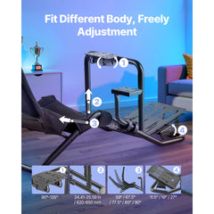 Racing Wheel Stand, Heavy-Duty Integrated Simulator Cockpit Steering Stand, Fit Logitech G25,G27,G29,G920,G923, Thrustmaster T300RS,TX F458,T500RS,T3PA-PRO (F1/GT) and CSR Pedals, Black