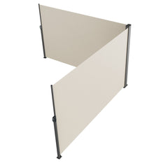 Retractable Side Awning, 180X600cm Aluminum Outdoor Privacy Screen, 280g Polyester Water-proof Retractable Patio Screen, UV 30+ Room Divider Wind Screen for Patio, Backyard, Balcony, Beige