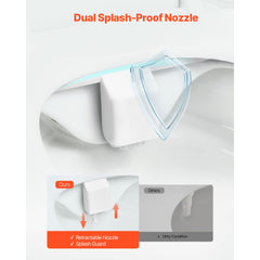Bidet Attachment for Toilet, Non-Electric Bidet Toilet Seat Attachment - Dual Retractable Nozzles, Adjustable Water Pressure, Easily Installed Cold Water Sprayer for Rear Feminine Wash, White