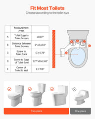 Bidet Attachment for Toilet, Non-Electric Bidet Toilet Seat Attachment - Dual Retractable Nozzles, Adjustable Water Pressure, Easily Installed Cold Water Sprayer for Rear Feminine Wash, White