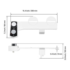 Bidet Attachment for Toilet, Non-Electric Bidet Toilet Seat Attachment - Dual Retractable Nozzles, Adjustable Water Pressure, Easily Installed Cold Water Sprayer for Rear Feminine Wash, White