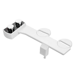 Bidet Attachment for Toilet, Non-Electric Bidet Toilet Seat Attachment - Dual Retractable Nozzles, Adjustable Water Pressure, Easily Installed Cold Water Sprayer for Rear Feminine Wash, White