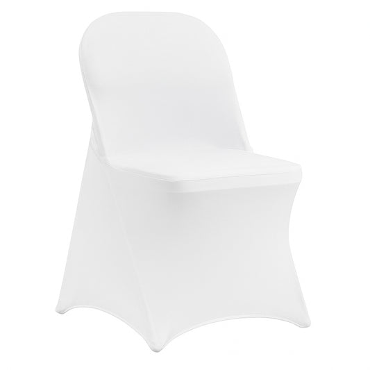 Stretch Spandex Folding Chair Covers, Universal Fitted Chair Cover, Removable Washable Protective Slipcovers, for Wedding, Holiday, Banquet, Party, Celebration, Dining (12PCS White)