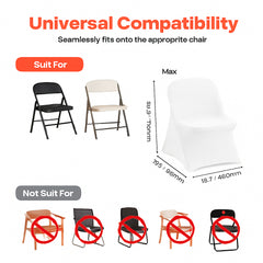 Stretch Spandex Folding Chair Covers, Universal Fitted Chair Cover, Removable Washable Protective Slipcovers, for Wedding, Holiday, Banquet, Party, Celebration, Dining (12PCS White)