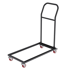 Folding Chair Dolly, Iron Commercial Cart with 12 Chairs Capacity, Folding Chairs Rack Trolley with 4 Casters, Storage Transport Dolly for Flat Stacking Plastic Resin and Wood Chairs, Black
