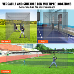 Baseball Batting Netting, Professional Softball Baseball Batting Hitting Training Net, Practice Portable Pitching Cage Net with Door & Carry Bag, Heavy Duty Enclosed PE Netting,2133CM (NET ONLY)
