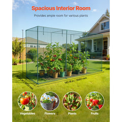 Crop Cage, 3.56 x 1.2 x 1.94 m Plant Protection Tent with Zippered Door, Wind-Resistant Tall Crop Cage, Easy to Install, Outdoor Raised Bed Cover, Tomato Plant Netting for Garden Patio Lawn