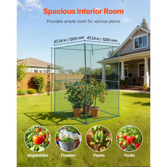 Crop Cage, 1.2 x 1.2 x 1.8 m Plant Protection Tent with Zippered Door, Wind-Resistant Tall Crop Cage, Easy to Install, Outdoor Raised Bed Cover, Tomato Plant Netting for Garden Patio Lawn
