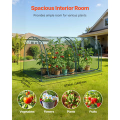 Crop Cage, 2.48 x 1.2 x 1.2 m Plant Protection Tent with Zippered Door, Wind-Resistant Tall Crop Cage, Easy to Install, Outdoor Raised Bed Cover with Frame, Plant Netting for Garden Patio Lawn