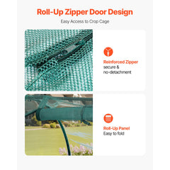 Crop Cage, 2.48 x 1.2 x 1.2 m Plant Protection Tent with Zippered Door, Wind-Resistant Tall Crop Cage, Easy to Install, Outdoor Raised Bed Cover with Frame, Plant Netting for Garden Patio Lawn