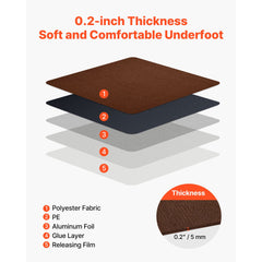 Carpet Tiles 610x610 mm, 20 PCS Peel and Stick Carpet Square Rug, Self Adhesive Commercial Floor Soft Padded for Seamless Cover 7.4㎡, Easy DIY Replacement for Living Room Office, Dark Brown