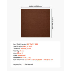 Carpet Tiles 610x610 mm, 20 PCS Peel and Stick Carpet Square Rug, Self Adhesive Commercial Floor Soft Padded for Seamless Cover 7.4㎡, Easy DIY Replacement for Living Room Office, Dark Brown