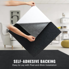 Carpet Tiles Peel and Stick, 24” x 24” Squares Self Adhesive Carpet Floor Tile, Soft Padded Carpet Tiles, Easy Install DIY for Bedroom Living Room Indoor Outdoor (15Tiles, Carbon Black)