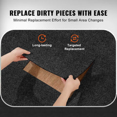 Carpet Tiles Peel and Stick, 24” x 24” Squares Self Adhesive Carpet Floor Tile, Soft Padded Carpet Tiles, Easy Install DIY for Bedroom Living Room Indoor Outdoor (15Tiles, Carbon Black)