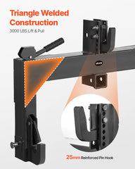 3-Point Quick Hitch with 2 in Receiver, 3000 Lbs Lift Capacity, 3-Pt Hitch with 5 Level Adjustable Bolt, Adaptation to Category 1 & 2 Tractor, Heavy Duty 3 Point Attachments, Black