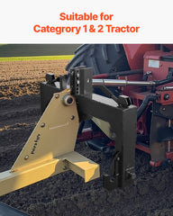 3-Point Quick Hitch with 2 in Receiver, 3000 Lbs Lift Capacity, 3-Pt Hitch with 5 Level Adjustable Bolt, Adaptation to Category 1 & 2 Tractor, Heavy Duty 3 Point Attachments, Black