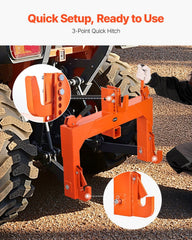 3-Point Quick Hitch with 2 in Receiver, 3000 Lbs Lift Capacity, 3-Pt Hitch with 5 Level Adjustable Bolt, Adaptation to Category 1 & 2 Tractor, Heavy Duty 3 Point Attachments, Orange