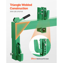 3-Point Quick Hitch with 2 in Receiver, 3000 Lbs Lift Capacity, 3-Pt Hitch with 5 Level Adjustable Bolt, Adaptation to Category 1 & 2 Tractor, Heavy Duty 3 Point Attachments, Green