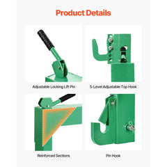 3-Point Quick Hitch with 2 in Receiver, 3000 Lbs Lift Capacity, 3-Pt Hitch with 5 Level Adjustable Bolt, Adaptation to Category 1 & 2 Tractor, Heavy Duty 3 Point Attachments, Green