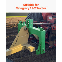 3-Point Quick Hitch with 2 in Receiver, 3000 Lbs Lift Capacity, 3-Pt Hitch with 5 Level Adjustable Bolt, Adaptation to Category 1 & 2 Tractor, Heavy Duty 3 Point Attachments, Green