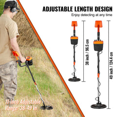 Metal Detector for Adults & Kids, 8", Professional Adjustable Higher Accuracy Gold Detector, IP68 Waterproof Coil with LCD Display Advanced DSP Chip, for Detecting Gold Coin Treasure Hunting