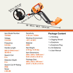 Metal Detector for Adults & Kids, 8", Professional Adjustable Higher Accuracy Gold Detector, IP68 Waterproof Coil with LCD Display Advanced DSP Chip, for Detecting Gold Coin Treasure Hunting