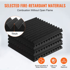 Acoustic Foam Panels 48 Pack 12 x 12 x 1 in Adhesive for Wall Ceiling