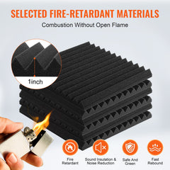 Acoustic Foam Panels 48 Pack 12 x 12 x 1 in Adhesive for Wall Ceiling