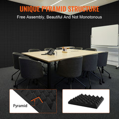 Acoustic Foam Panels 48 Pack 12 x 12 x 2 in Adhesive for Wall Ceiling