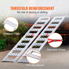 Aluminum Ramps, 1250lbs, Straight Ramp with Treads and Load Straps, Portable Loading Ramp for Motorcycles, ATVs, Trucks, Lawn Mower, Dirt Bike, Garden Tractor, 78"L x 12"W, 2Pcs