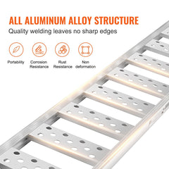 Aluminum Ramps, 1250lbs, Straight Ramp with Treads and Load Straps, Portable Loading Ramp for Motorcycles, ATVs, Trucks, Lawn Mower, Dirt Bike, Garden Tractor, 78"L x 12"W, 2Pcs