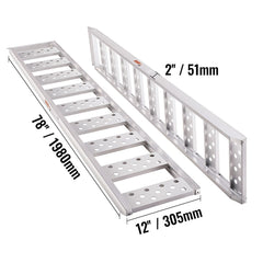 Aluminum Ramps, 1250lbs, Straight Ramp with Treads and Load Straps, Portable Loading Ramp for Motorcycles, ATVs, Trucks, Lawn Mower, Dirt Bike, Garden Tractor, 78"L x 12"W, 2Pcs