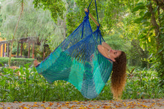 Mayan Legacy Extra Large Outdoor Cotton Mexican Hammock Chair in Caribe Colour