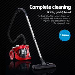 Devanti 2200W Bagless Vacuum Cleaner Red