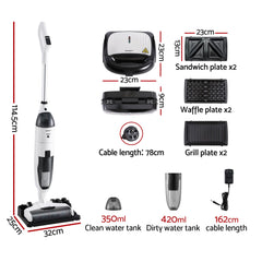 Devanti Cordless Wet Dry Vacuum Mop plus 3-in-1 Sandwich Waffle Maker