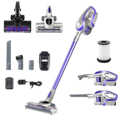 Devanti Stick Vacuum Cleaner Roller Brush Cordless 150W Purple