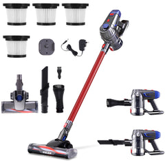 Devanti Stick Vacuum Cleaner HEPA Filter Red 150W