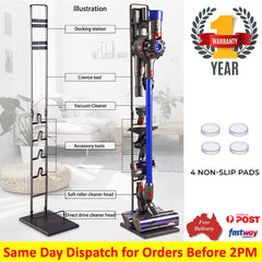 Freestanding Vacuum Cleaner Stand Rack Handheld Vacuum Accessories Stable Metal Storage Bracket Holder For Dyson Models V6 V7 V8 V10 V11 Black