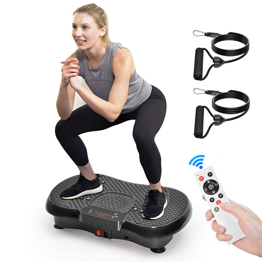 Vibration Plate Exercise Machine Lymphatic Drainage Machine 5 Modes with Remote Control and Resistance Bands for Weight Loss Toning Shaping Max Load 120kg