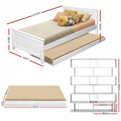 Artiss Bed Frame King Single and Bookshelf