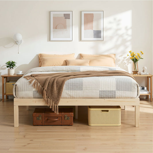 Artiss Bed Frame Double Size Wooden Base Mattress Platform Timber Pine BRUNO