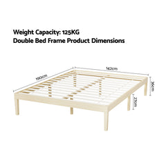 Artiss Bed Frame Double Size Wooden Base Mattress Platform Timber Pine BRUNO