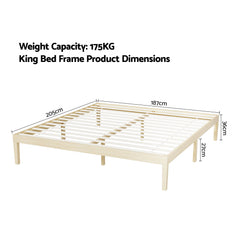 Artiss Bed Frame King Size Wooden Base Mattress Platform Timber Pine BRUNO