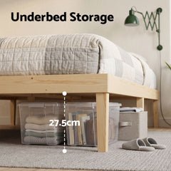 Artiss Bed Frame Queen Size Wooden Base Mattress Platform Timber Pine BRUNO