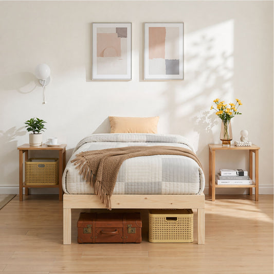 Artiss Bed Frame Single Size Wooden Base Mattress Platform Timber Pine BRUNO