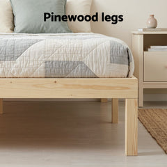 Artiss Bed Frame Single Size Wooden Base Mattress Platform Timber Pine BRUNO