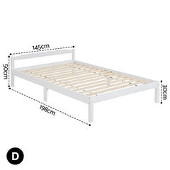 Artiss Bed Frame Double Size Wooden White LEXI