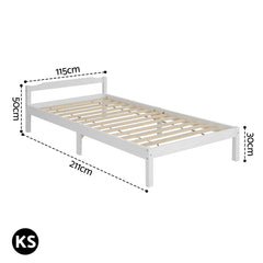 Artiss Bed Frame King Single Size Wooden White LEXI