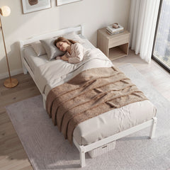 Artiss Bed Frame King Single Size Wooden White LEXI