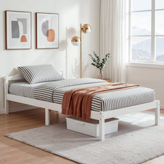 Artiss Bed Frame Single Size Wooden White LEXI